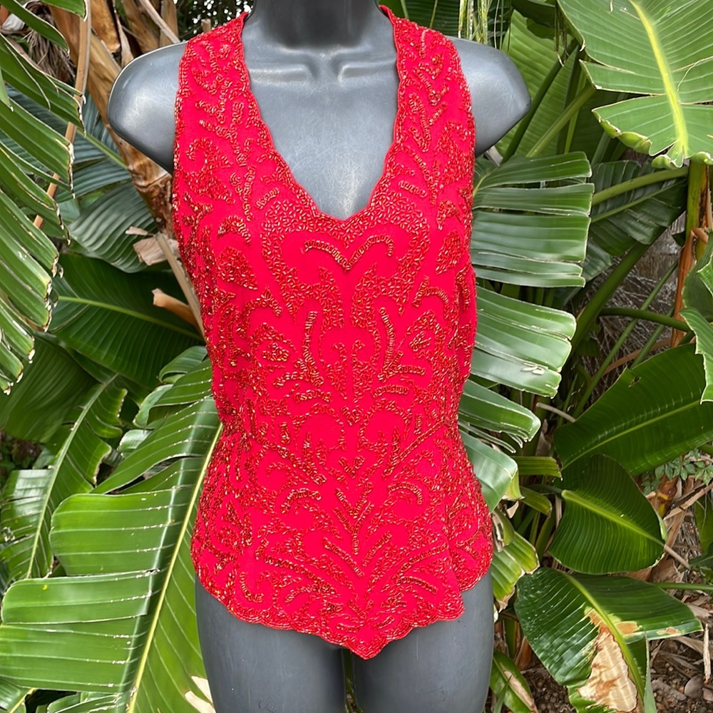 J Kara beaded halter look top